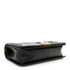 Calfskin Caviar Suede Chevron New Medium Boy Flap Black