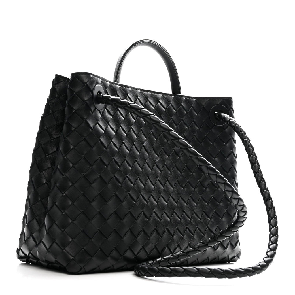 Nappa Intrecciato Medium Andiamo Shoulder Bag Black