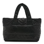 Lambskin Quilted Medium Coco Cocoon Reversible Tote Black