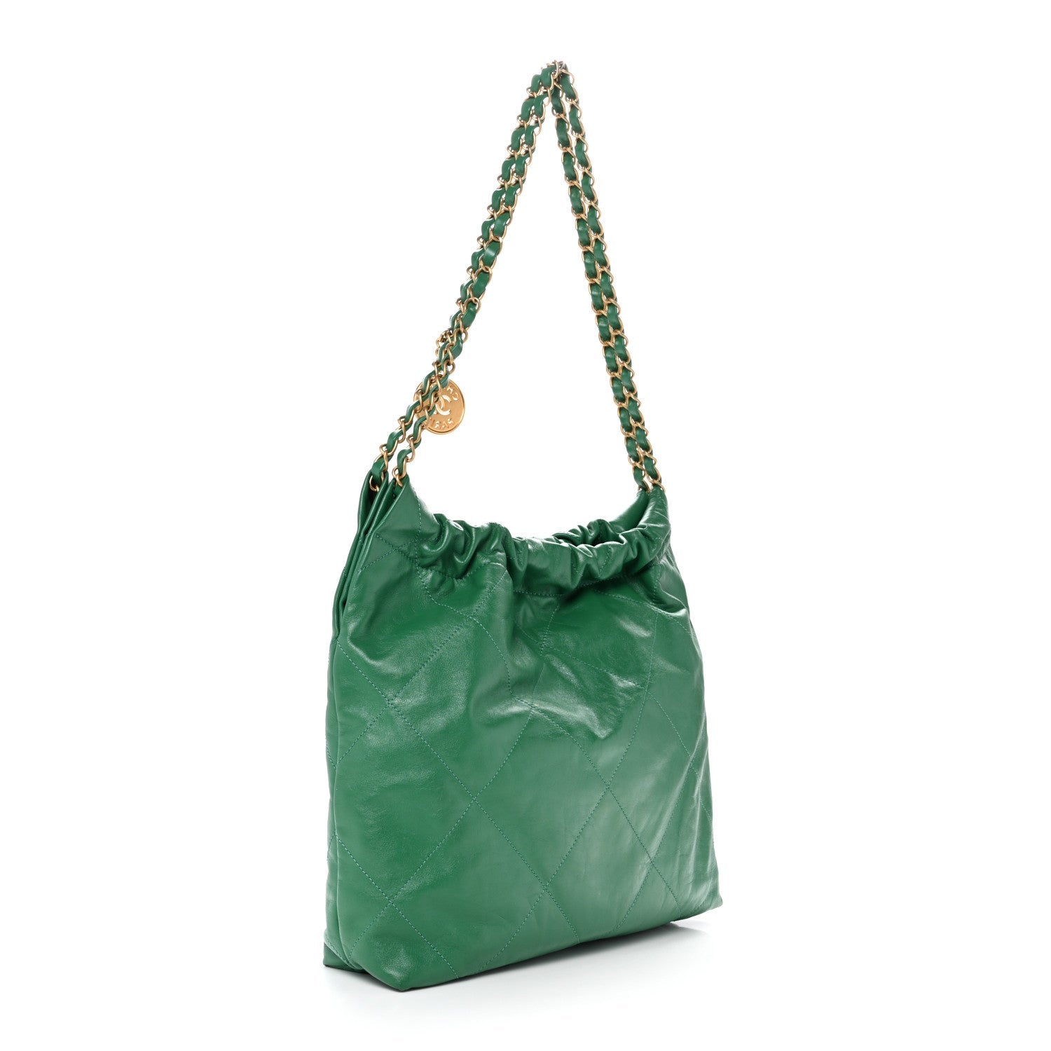 Shiny Calfskin Quilted Small Chanel 22 Green
