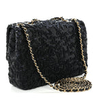 Sequin Quilted Small Single Flap Black