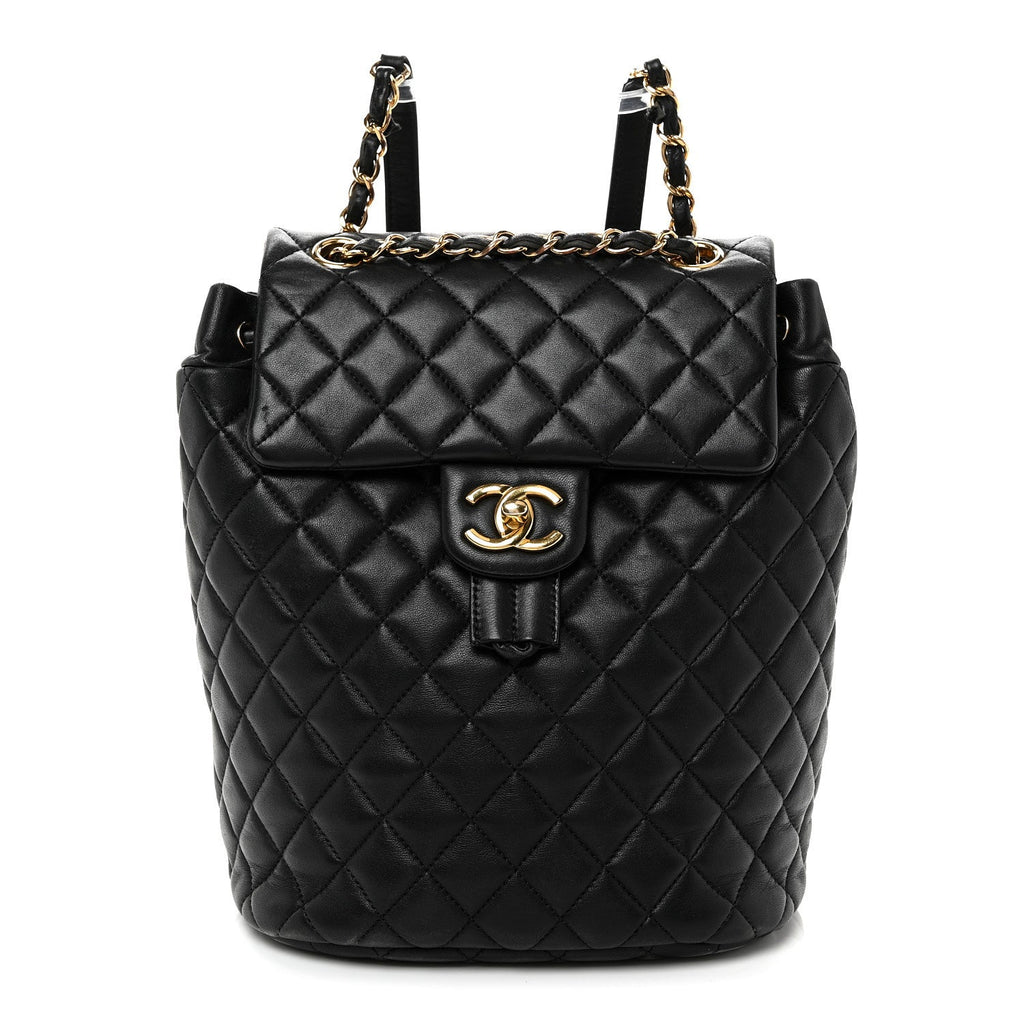 Lambskin Quilted Small Urban Spirit Backpack Black