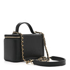 Caviar Quilted Top Handle Pocket Vanity Case Black