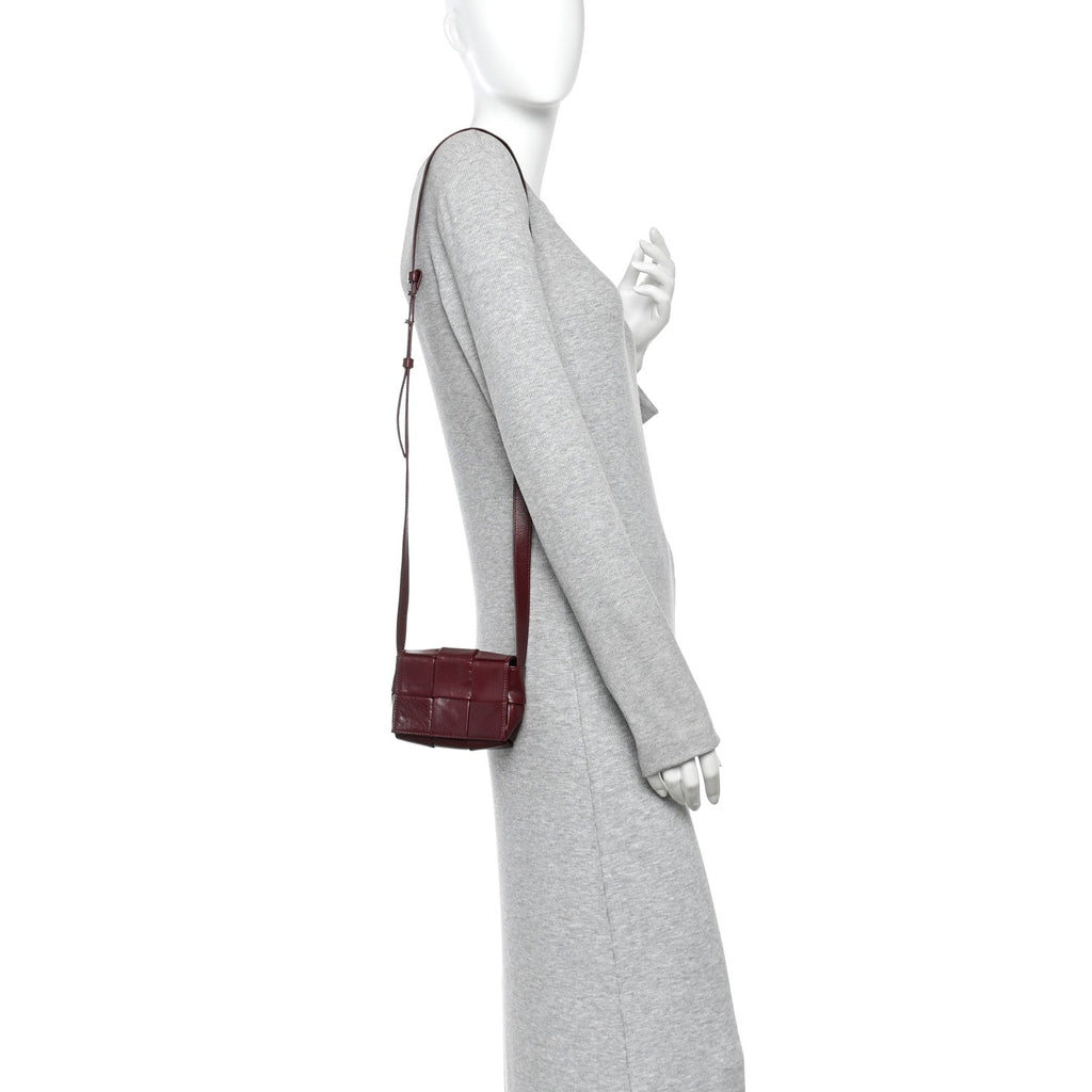 Paper Calfskin Maxi Intreccio Extra Mini Cassette Crossbody Bag Burgundy