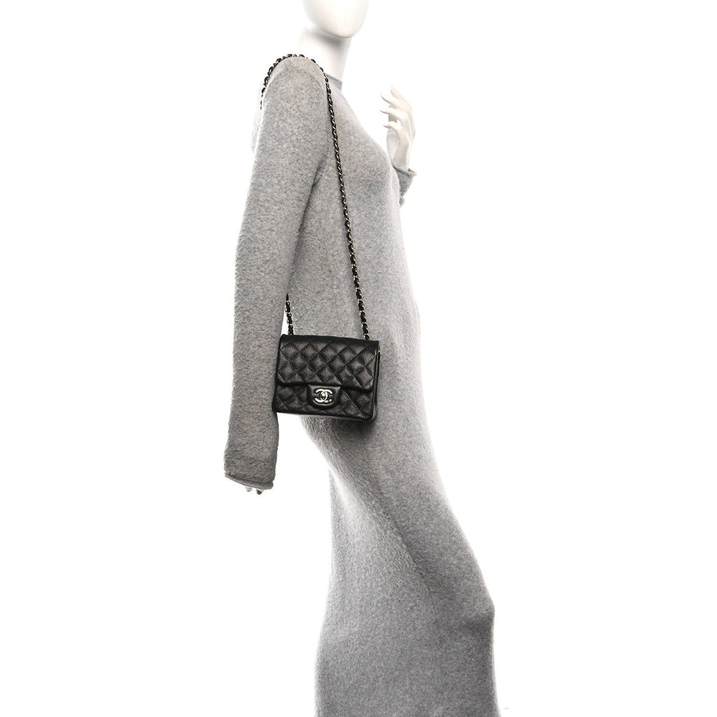 Caviar Quilted Mini Square Flap Black
