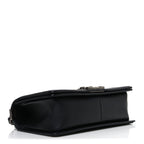 Calfskin Chevron Quilted Medium Boy Flap Black