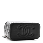 Caviar Quilted Small Vanity Case With Chain Black
