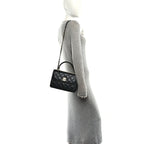 Lambskin Quilted Small Trendy CC Dual Handle Flap Bag Black