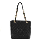 Caviar Quilted Petit Shopping Tote PST Black