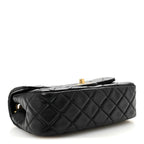 Lambskin Quilted Mini Rectangular Pearl Crush Flap Black