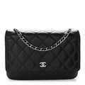 Lambskin Quilted Wallet On Chain WOC Black