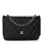 Lambskin Quilted Wallet On Chain WOC Black