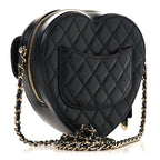 Lambskin Quilted CC In Love Heart Bag Black