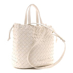 Calfskin Intrecciato Small Castello Bucket Bag White