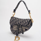 Dior Saddle Bag Blue Oblique Embroidery Bag Medium with Shoulder Strap 2021