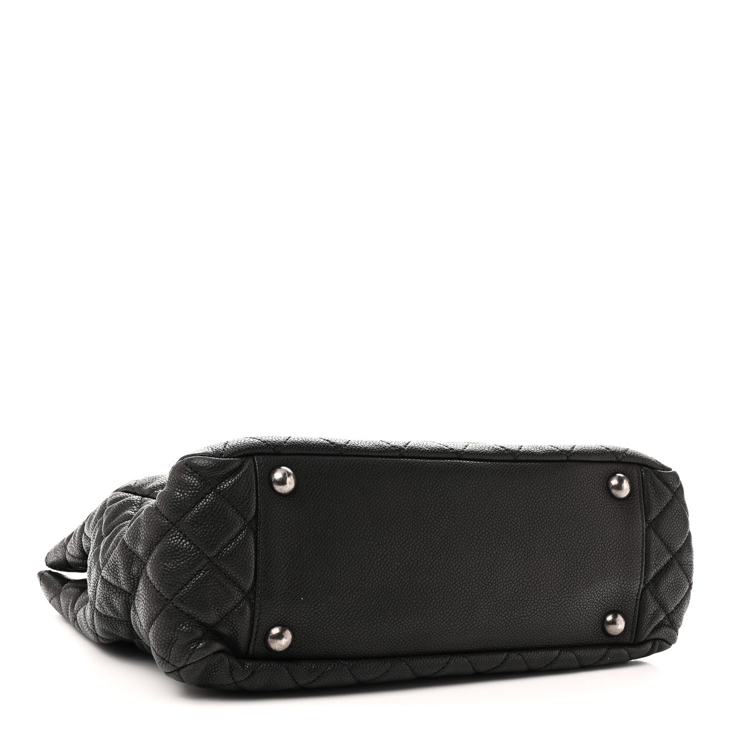 Caviar Quilted Shopping Tote Black