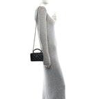 Lambskin Quilted Small Top Handle Vanity Case With Chain Black