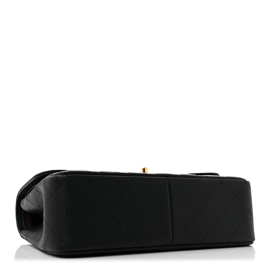 Caviar Quilted Jumbo Double Flap Black