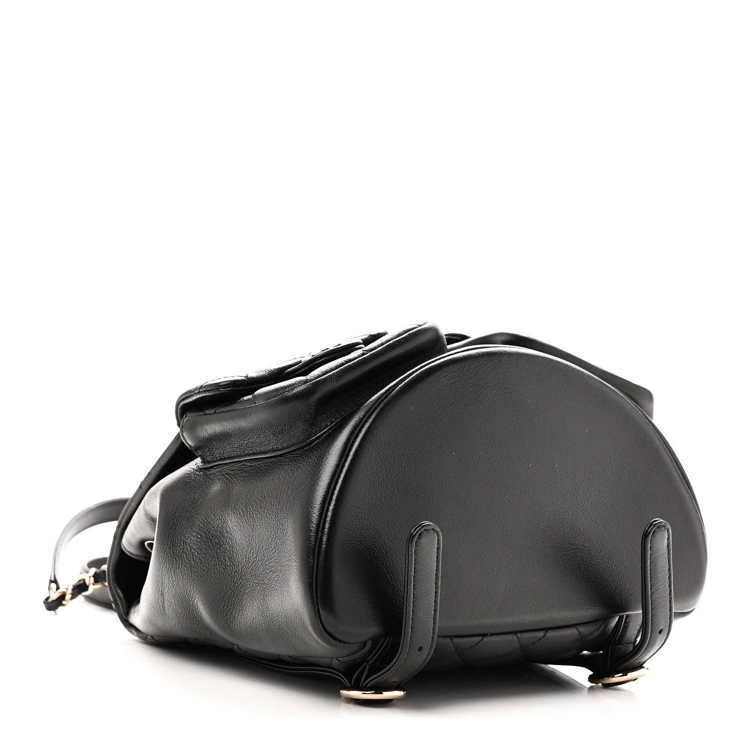 Calfskin Quilted Medium Duma Pockets Drawstring Backpack Black