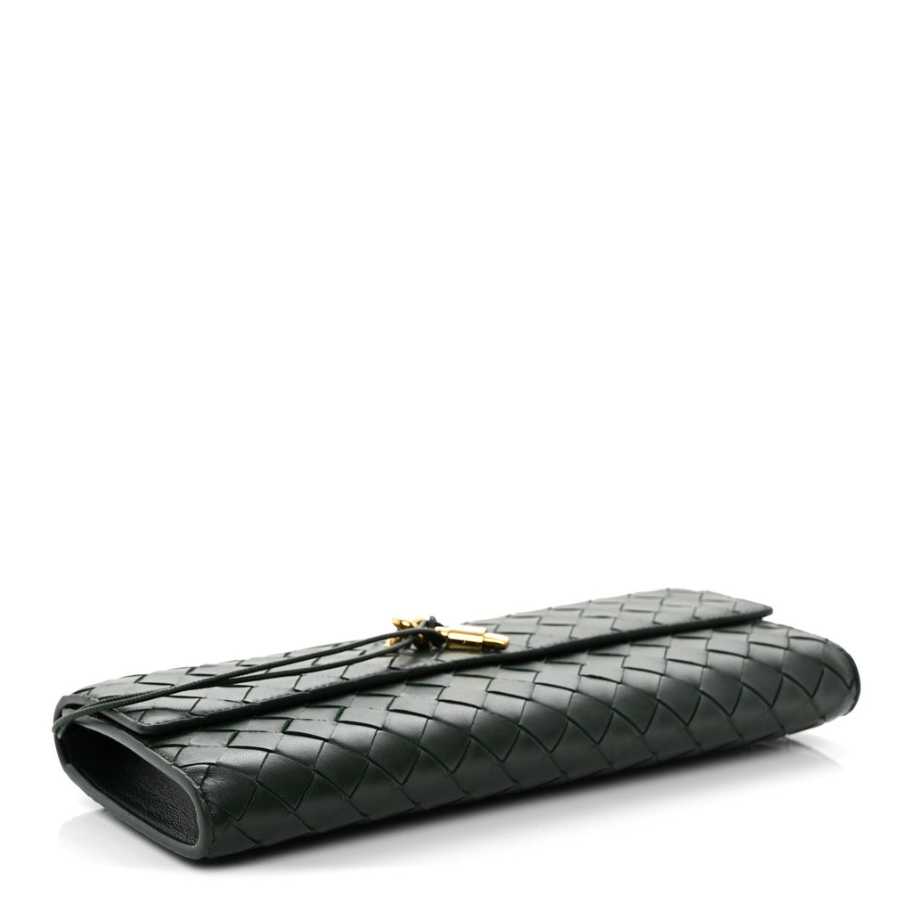 Nappa Intrecciato Long Andiamo Top Handle Clutch Emerald Green