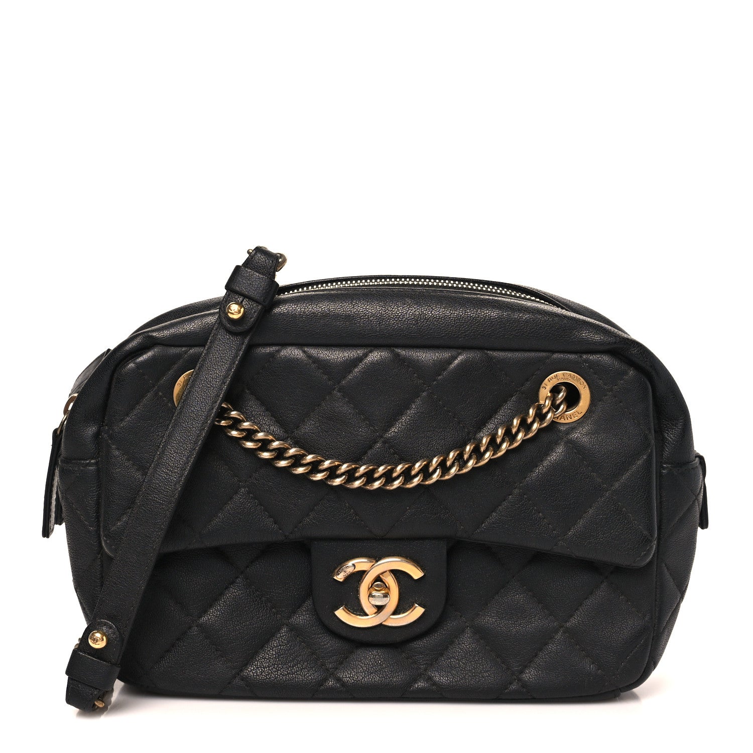 Sheepskin Quilted Trapezio Camera Case Black