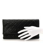 Lambskin Quilted CC Beauty Clutch Black