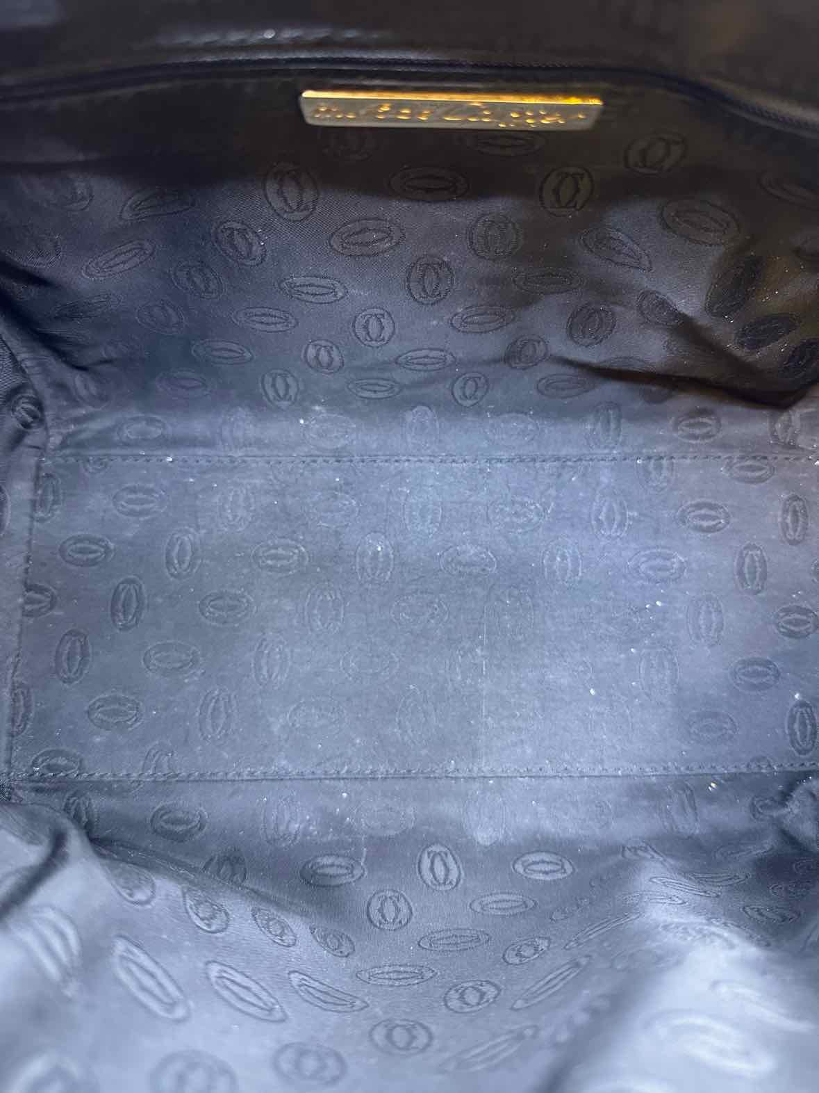 CARTIER Black Leather Solid Handbag