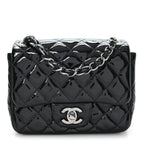 Patent Calfskin Quilted Mini Square Flap Black