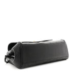 Grained Calfskin Stitched Urban Essentials Small Shopping Bag Black