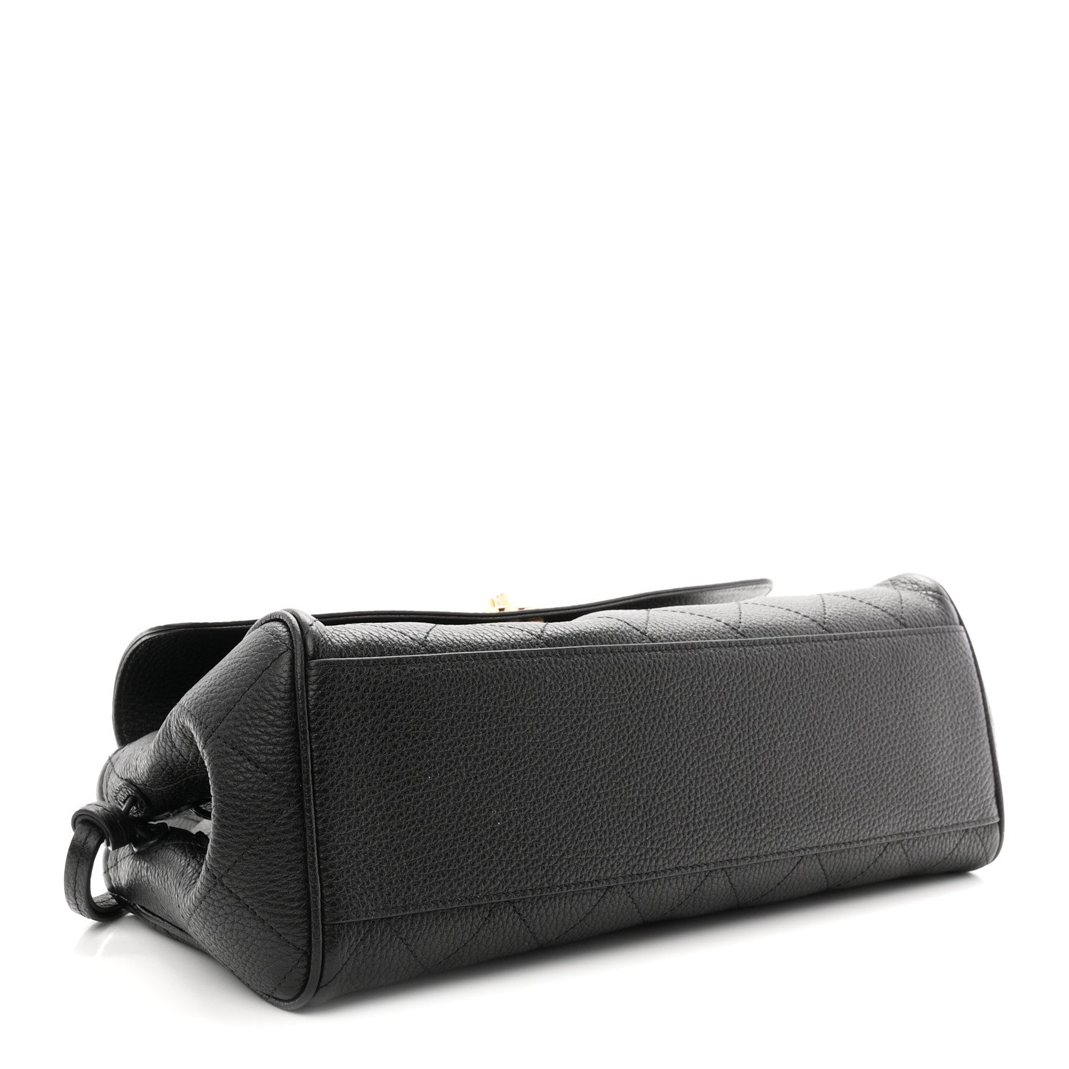 Grained Calfskin Stitched Urban Essentials Small Shopping Bag Black