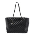 Lambskin Quilted Shopping Tote Black