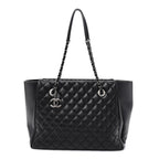 Lambskin Quilted Shopping Tote Black