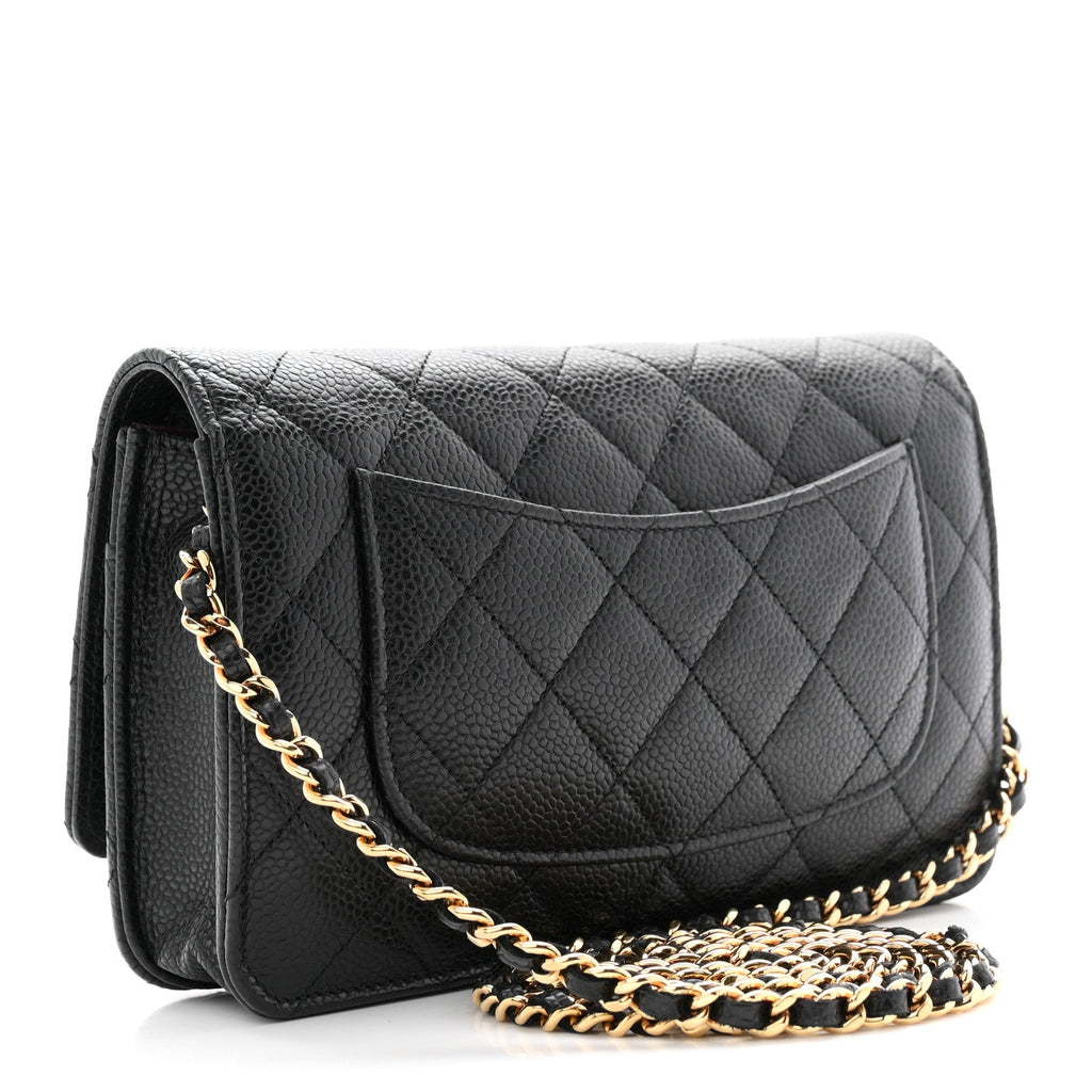 Caviar Quilted Wallet On Chain WOC Black