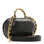 Lambskin Quilted CC Bubble Vanity Case With Chain Black