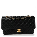 Caviar Quilted Medium Double Flap Black