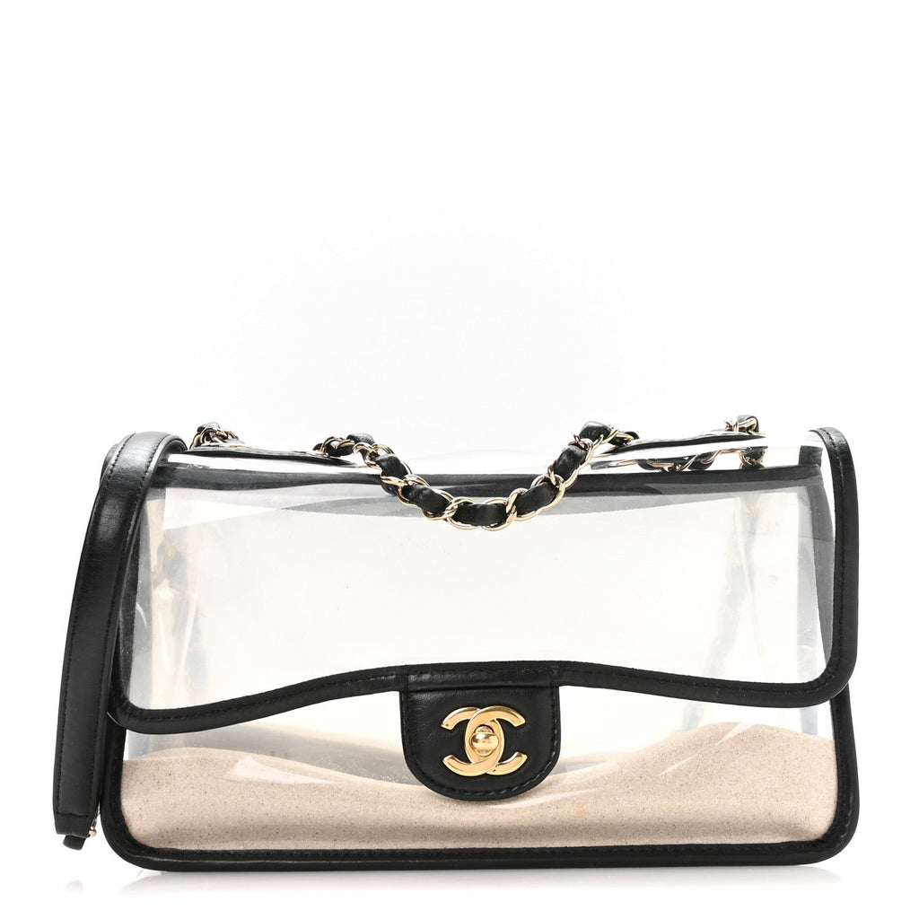 Lambskin PVC Medium Sand By The Sea Flap Black