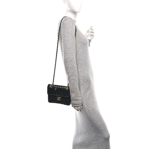 Calfskin Braided Mini My Own Frame Flap Black