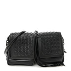 Nappa Intrecciato Small Double Pocket Flap Black