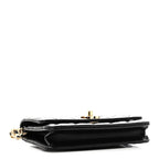 Shiny Lambskin Quilted Golden Links Wallet On Chain WOC Black