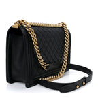 Calfskin Quilted New Medium Boy Flap Black