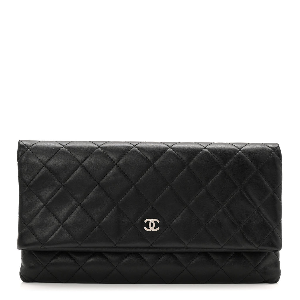 Lambskin Quilted CC Beauty Clutch Black