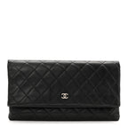 Lambskin Quilted CC Beauty Clutch Black