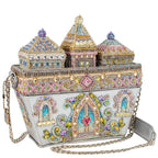 Mary Frances Castles in The Air Beaded Handbag Magnetic Silver Gold Bag Purse NEW