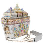 Mary Frances Castles in The Air Beaded Handbag Magnetic Silver Gold Bag Purse NEW