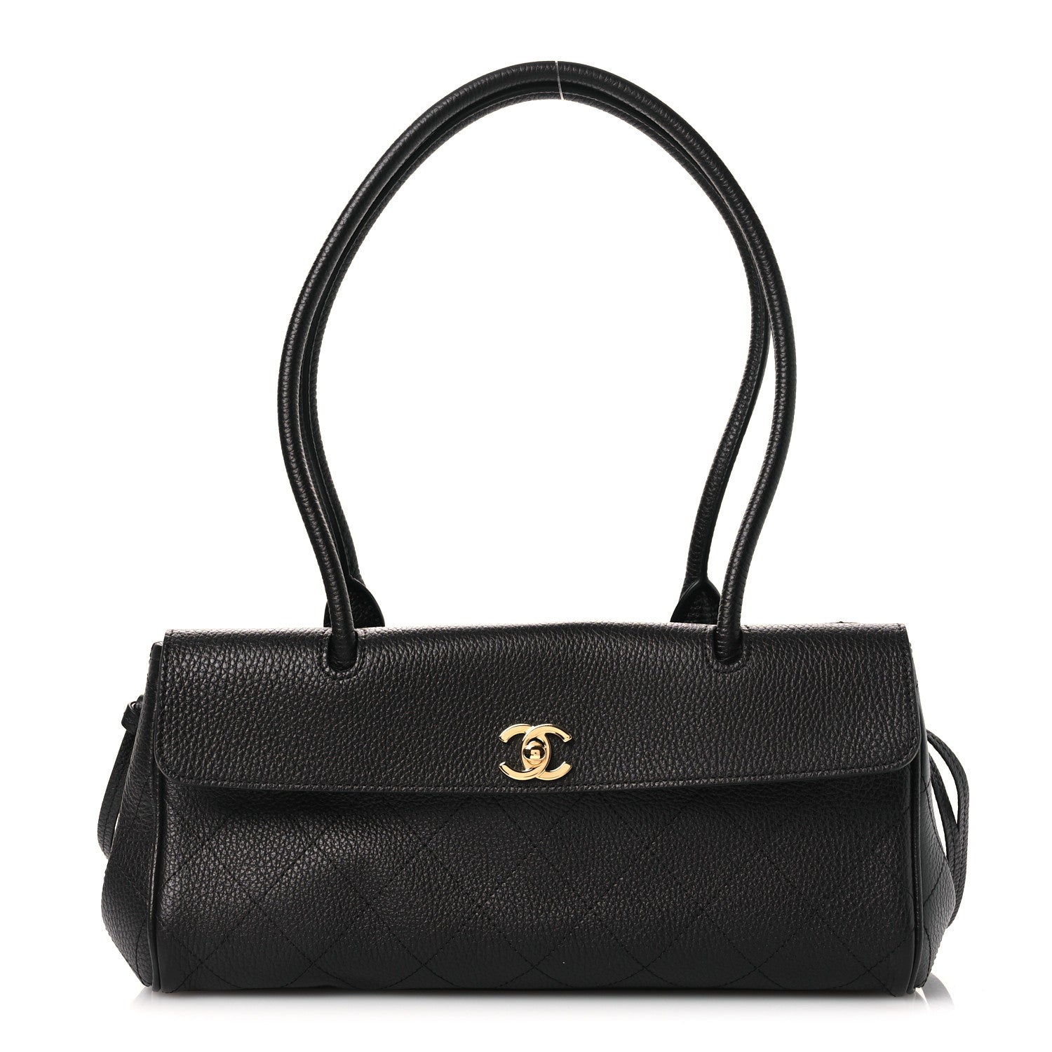 Grained Calfskin Stitched Urban Essentials Small Shopping Bag Black