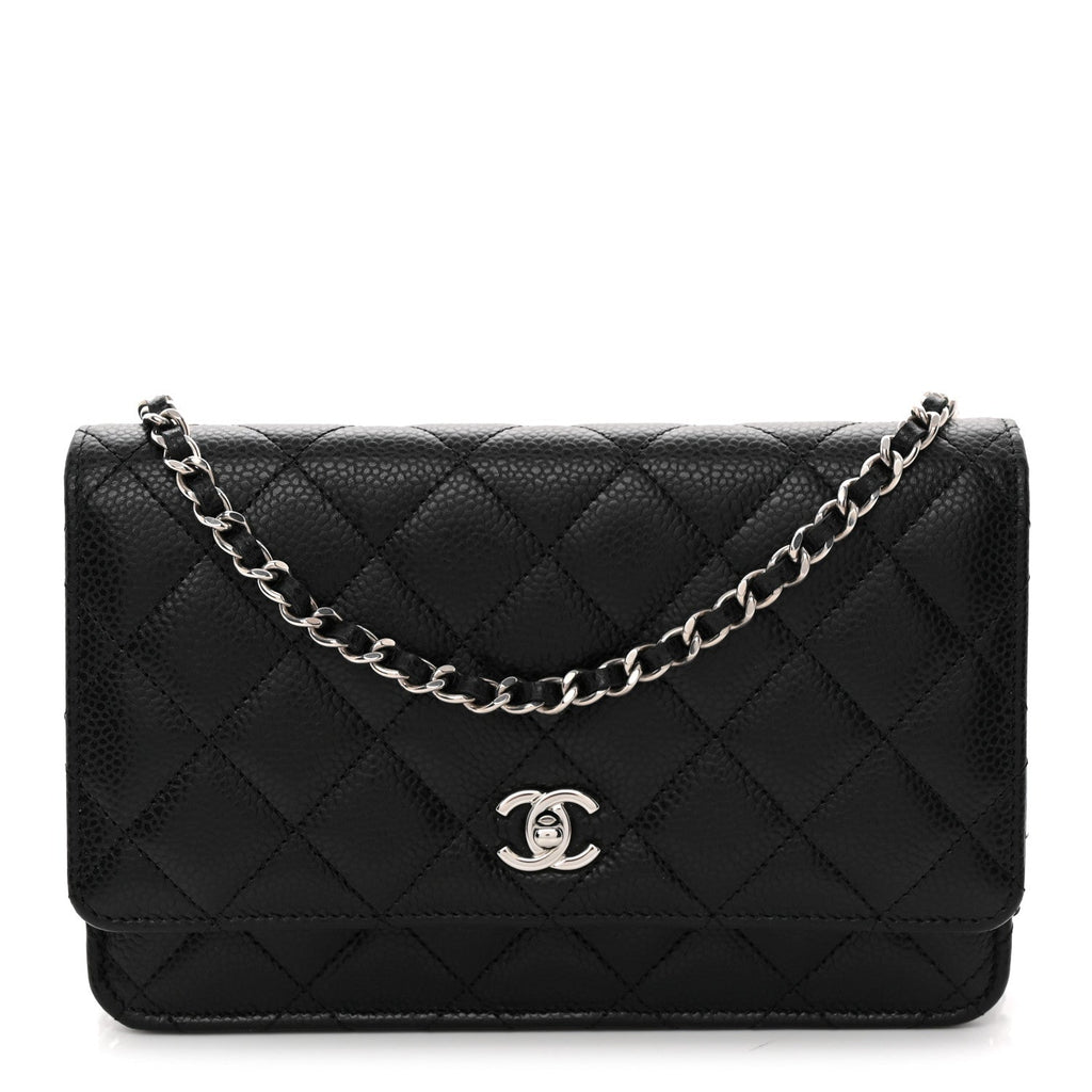 Caviar Quilted CC Turnlock Wallet On Chain WOC Black