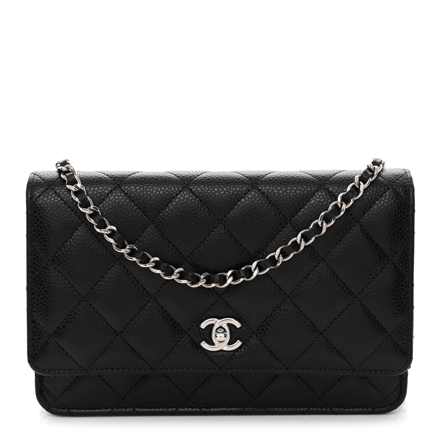 Caviar Quilted CC Turnlock Wallet On Chain WOC Black