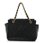 Caviar Quilted Petit Timeless Tote PTT Black