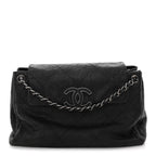 Calfskin Quilted Large Hamptons Flap Black