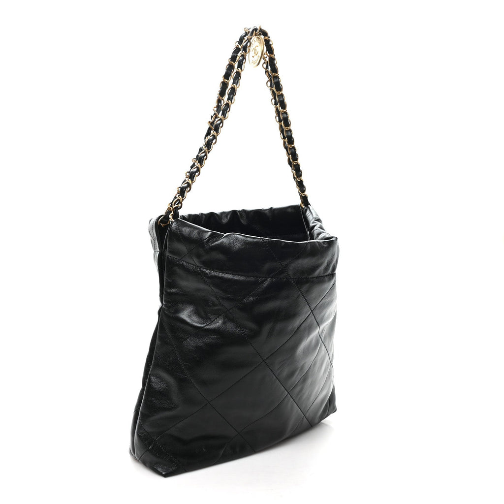 Shiny Calfskin Quilted Small Chanel 22 Black